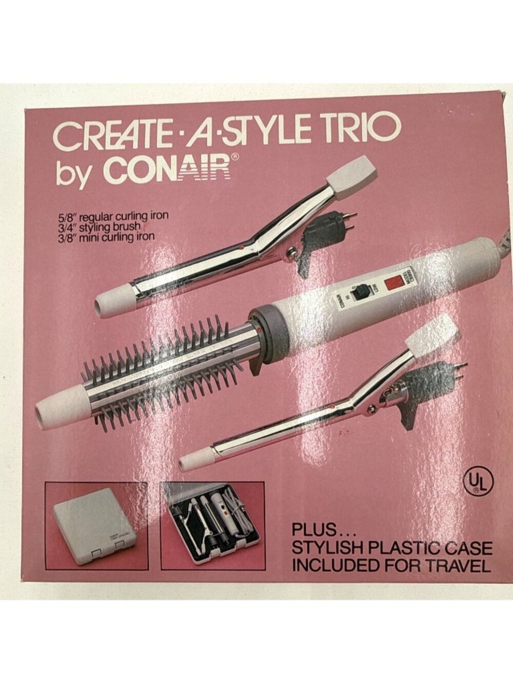 Create-A-Style Trio By Conair 3-In-1 Curling Iron & Styling Brush Set With Case
